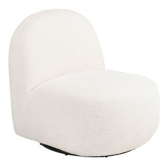 Fauteuil tissu velours texturé blanc pivotant - JOANY
