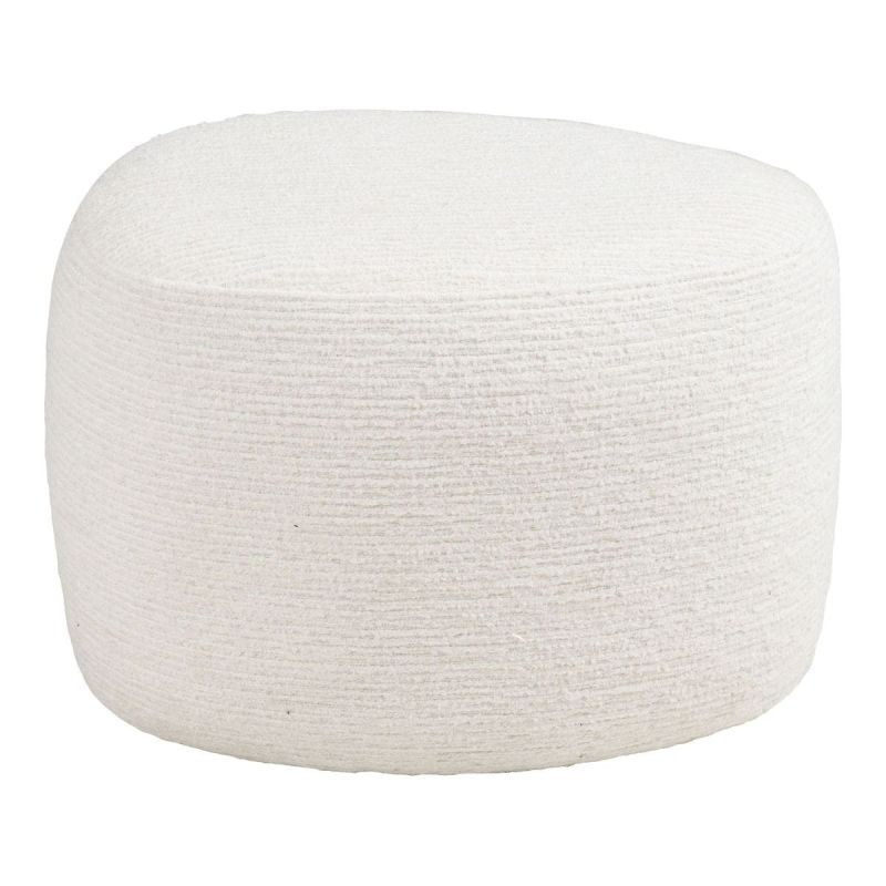 Pouf tissu velours texturé blanc - JOANY Pouf tissu velours texturé blanc - JOANY