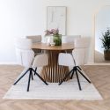 Table repas ronde Ø140cm Pied Central Relief MDF Placage Chêne clair - DUBLIN