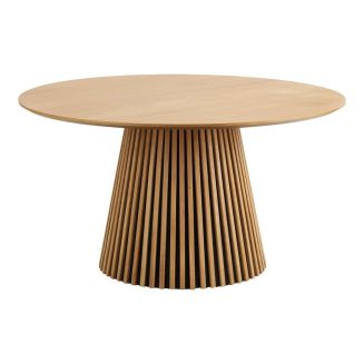 Table repas ronde Ø140cm Pied Central Relief MDF Placage Chêne clair - DUBLIN