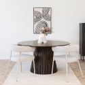 Table repas ronde Ø140cm Pied Central Relief MDF Placage Chêne fumé - DUBLIN