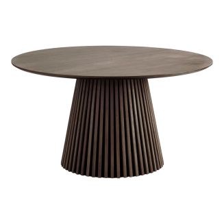 Table repas ronde Ø140cm Pied Central Relief MDF Placage Chêne fumé - DUBLIN