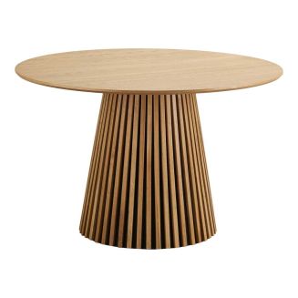 Table repas ronde Ø120cm Pied Central Relief MDF Placage Chêne clair - DUBLIN