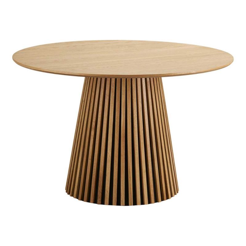 Table repas ronde Ø120cm Pied Central Relief MDF Placage Chêne clair - DUBLIN Table repas ronde Ø120cm Pied Central Relief MDF Placage Chêne clair - DUBLIN