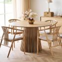 Table repas ronde Ø120cm Pied Central Relief MDF Placage Chêne clair - DUBLIN