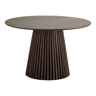 Table repas ronde Ø120cm Pied Central Relief MDF Placage Chêne fumé - DUBLIN
