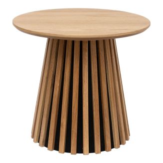Bout de canapé Rond Pied Central Relief MDF Placage Chêne clair - DUBLIN