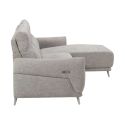 Canapé 3 places relax électrique avec méridienne droite tissu polyester chiné gris clair - SANTIAGO
