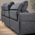 Canapé 3 places relax électrique avec méridienne droite tissu polyester chiné bleu-gris - SANTIAGO
