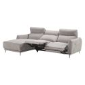 Canapé 3 places relax électrique avec méridienne gauche tissu polyester chiné gris clair - SANTIAGO