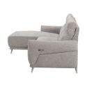 Canapé 3 places relax électrique avec méridienne gauche tissu polyester chiné gris clair - SANTIAGO