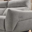 Canapé 3 places relax électrique avec méridienne gauche tissu polyester chiné gris clair - SANTIAGO