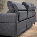 Canapé 3 places relax électrique avec méridienne gauche tissu polyester chiné bleu-gris - SANTIAGO