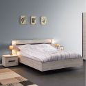 MARJORIE - Lit 160x200cm Structure Effet Bois Grisé Style Comtemporain