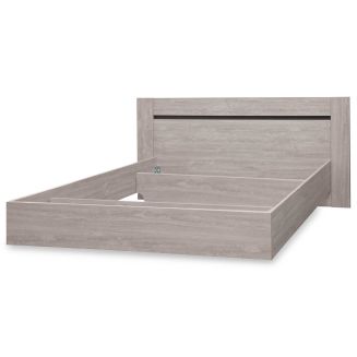 MARJORIE - Lit 140x190cm Structure Effet Bois Grisé Style Comtemporain