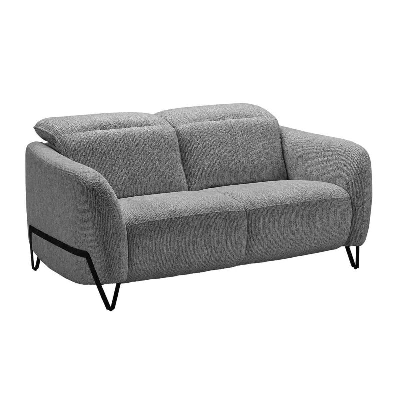 Canapé fixe 2 places tissu polyester gris avec têtières inclinables manuelles - AMSTEN Canapé fixe 2 places tissu polyester gris avec têtières inclinables manuelles - AMSTEN