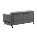 Canapé fixe 2 places tissu polyester gris avec têtières inclinables manuelles - AMSTEN