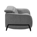 Canapé fixe 2 places tissu polyester gris avec têtières inclinables manuelles - AMSTEN