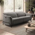 Canapé relax électrique 3 places tissu polyester gris - AMSTEN