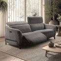 Canapé relax électrique 3 places tissu polyester gris - AMSTEN