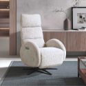 Fauteuil relax électrique tissu polyester beige - AMSTEN
