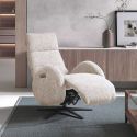 Fauteuil relax électrique tissu polyester beige - AMSTEN