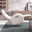 Fauteuil relax électrique tissu polyester beige - AMSTEN