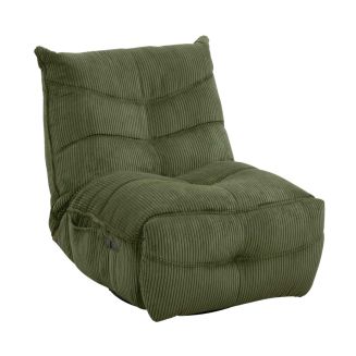Fauteuil relax pivotant avec fonction rocking-chair velours côtelé vert - JUMBO