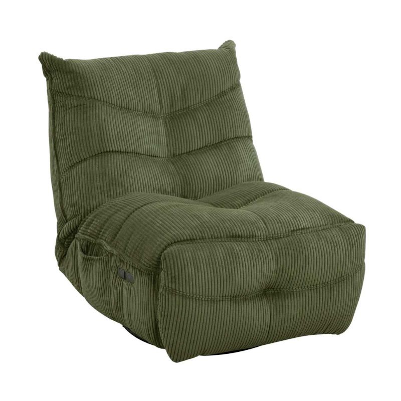 Fauteuil relax pivotant avec fonction rocking-chair velours côtelé vert - JUMBO
