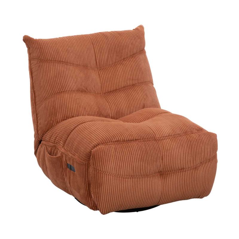 Fauteuil relax pivotant avec fonction rocking-chair velours côtelé terracotta - JUMBO