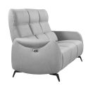 Canapé 3 places relax électrique tissu micro peau ultra doux gris clair avec tablette centrale - SMALK Canapé 3 places relax électrique tissu micro peau ultra doux gris clair avec tablette centrale - SMALK