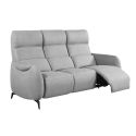 Canapé 3 places relax électrique tissu micro peau ultra doux gris clair avec tablette centrale - SMALK Canapé 3 places relax électrique tissu micro peau ultra doux gris clair avec tablette centrale - SMALK