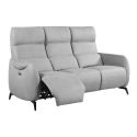 Canapé 3 places relax électrique tissu micro peau ultra doux gris clair avec tablette centrale - SMALK Canapé 3 places relax électrique tissu micro peau ultra doux gris clair avec tablette centrale - SMALK