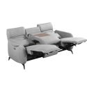 Canapé 3 places relax électrique tissu micro peau ultra doux gris clair avec tablette centrale - SMALK Canapé 3 places relax électrique tissu micro peau ultra doux gris clair avec tablette centrale - SMALK