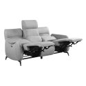 Canapé 3 places relax électrique tissu micro peau ultra doux gris clair avec tablette centrale - SMALK Canapé 3 places relax électrique tissu micro peau ultra doux gris clair avec tablette centrale - SMALK