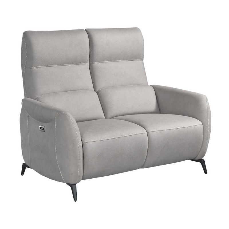 Canapé 2 places relax électrique tissu micro peau ultra doux gris clair - SMALK Canapé 2 places relax électrique tissu micro peau ultra doux gris clair - SMALK