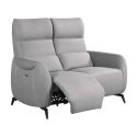 Canapé 2 places relax électrique tissu micro peau ultra doux gris clair - SMALK Canapé 2 places relax électrique tissu micro peau ultra doux gris clair - SMALK