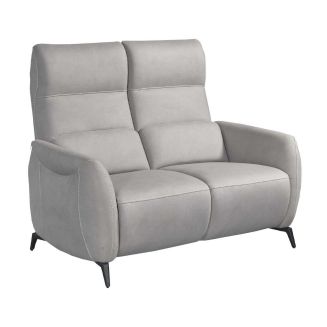 Canapé 2 places fixe tissu micro peau ultra doux gris clair - SMALK