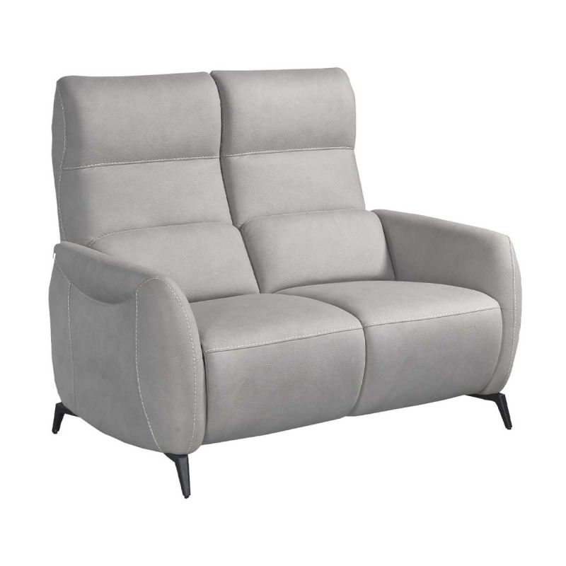 Canapé 2 places fixe tissu micro peau ultra doux gris clair - SMALK