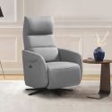 Fauteuil relax électrique pivotant tissu micro peau ultra doux gris clair - SMALK