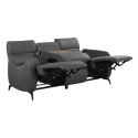Canapé 3 places relax électrique tissu micro peau ultra doux gris foncé avec tablette centrale - SMALK Canapé 3 places relax électrique tissu micro peau ultra doux gris foncé avec tablette centrale - SMALK
