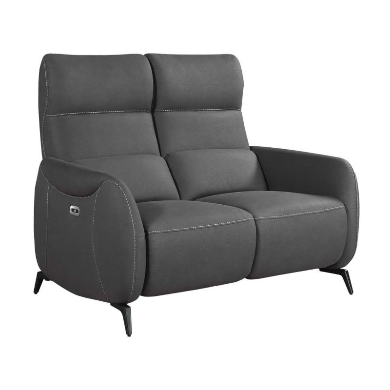 Canapé 2 places relax électrique tissu micro peau ultra doux gris foncé - SMALK Canapé 2 places relax électrique tissu micro peau ultra doux gris foncé - SMALK