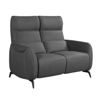 Canapé 2 places fixe tissu micro peau ultra doux gris foncé - SMALK
