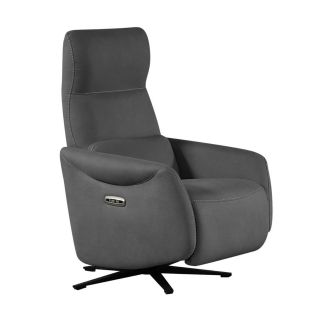 Fauteuil relax électrique pivotant tissu micro peau ultra doux gris foncé - SMALK