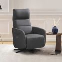 Fauteuil relax électrique pivotant tissu micro peau ultra doux gris foncé - SMALK