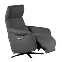 Fauteuil relax électrique pivotant tissu micro peau ultra doux gris foncé - SMALK