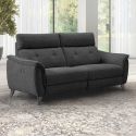 Canapé 3 places relax électrique tissu polyester chiné gris carbone - PLYM