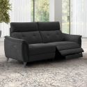 Canapé 3 places relax électrique tissu polyester chiné gris carbone - PLYM