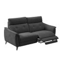 Canapé 3 places relax électrique tissu polyester chiné gris carbone - PLYM