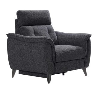Fauteuil relax électrique tissu polyester gris carbone - PLYM